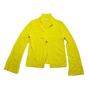 Rhode Knit Blazer Cardigan Womens XS Yellow Cropped Textured Single Button
